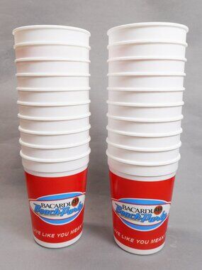 Lot of 20 BACARDI Beach Party plastic Cups - 12 oz - NEW